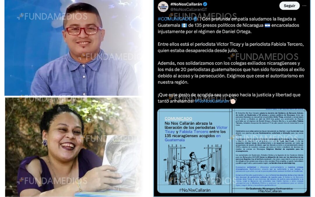 Nicaragua libera a periodista Víctor Ticay y mantiene en paradero desconocido a la periodista periodista Fabiola Tercero